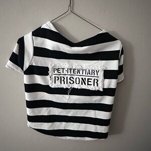 Black and White Striped Prisoner Dog Costume